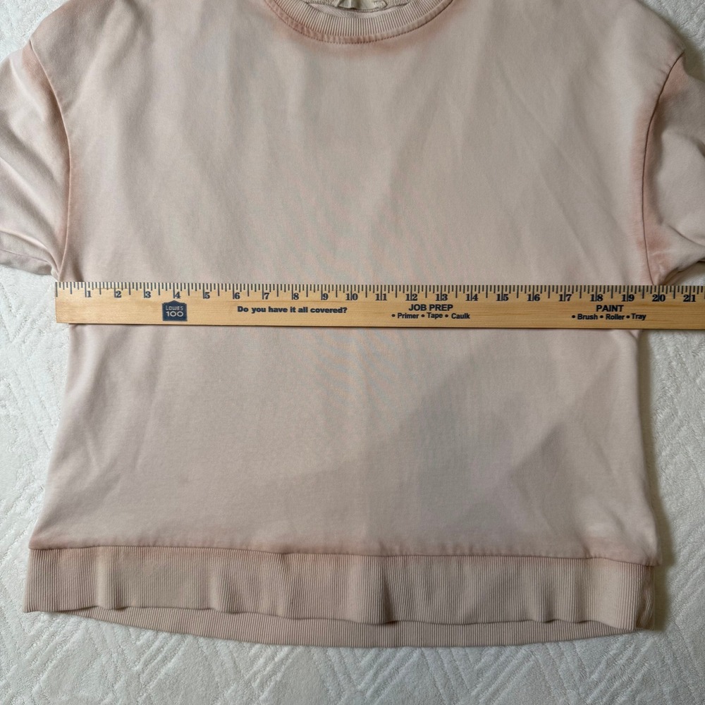 Cozy Minimalist Blush Pink Oversized Raw Seam Cotton Sweatshirt Women's M - Picture 5 of 7